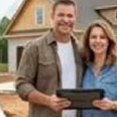 Brad and Michele in front of their home build